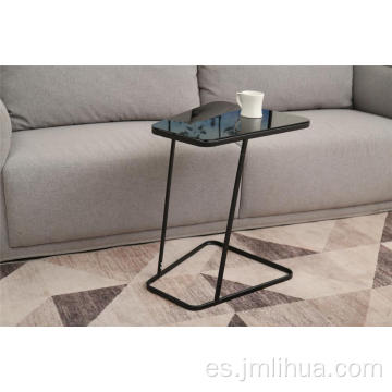 mesa auxiliar de cristal de metal multifunción